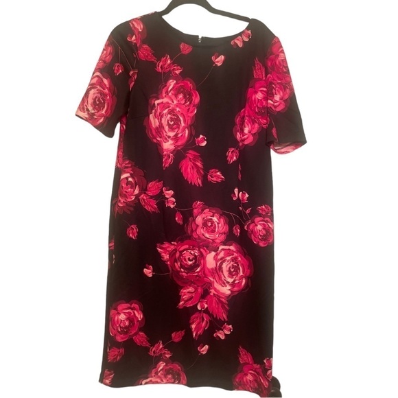 Roz & Ali Black and Pink Floral Dress Size 14P - Picture 2 of 3